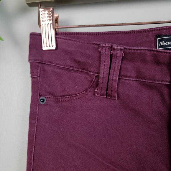 Abercrombie & Fitch Mid Rise Super Skinny Burgundy Jegging Stretch Jeans 24 AF - Picture 4 of 12